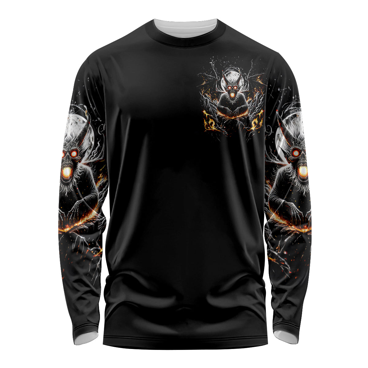 Demon Skull Long Sleeve Shirt One Day I Gonna Say Fuck It All - Wonder Print Shop