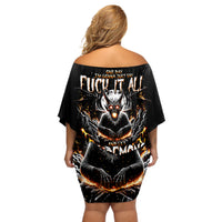 Demon Skull Off Shoulder Short Dress One Day I Gonna Say Fuck It All - Wonder Print Shop