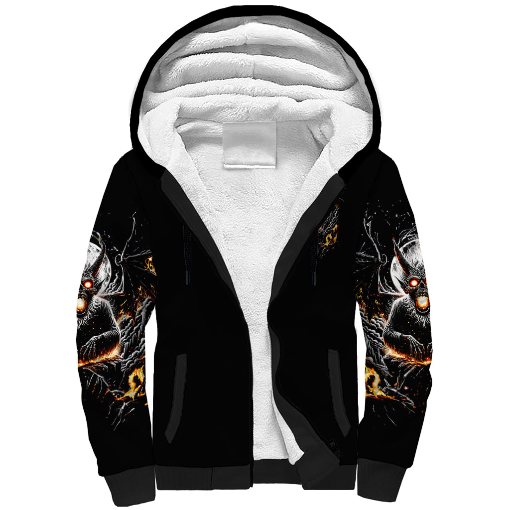 Demon Skull Sherpa Hoodie One Day I Gonna Say Fuck It All - Wonder Print Shop