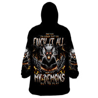 Demon Skull Wearable Blanket Hoodie One Day I Gonna Say Fuck It All - Wonder Print Shop