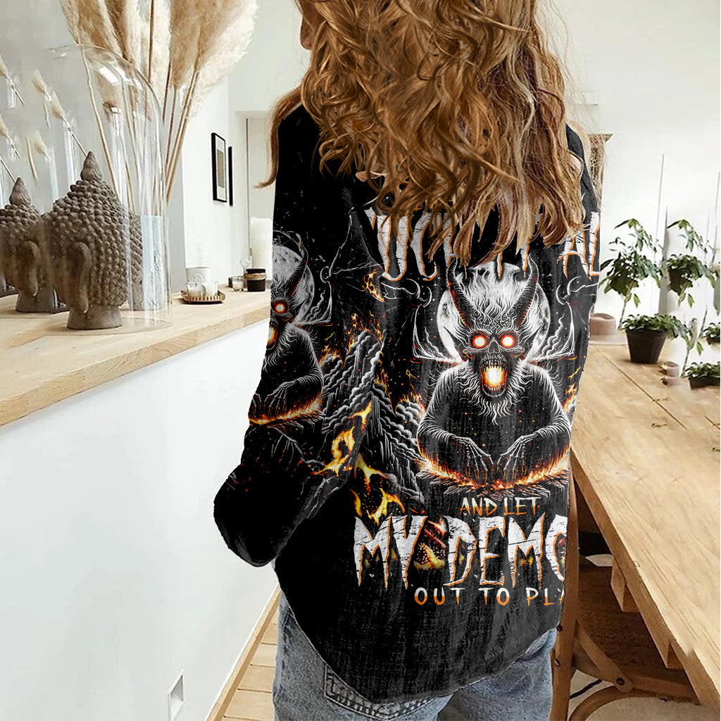 Demon Skull Women Casual Shirt One Day I Gonna Say Fuck It All - Wonder Print Shop