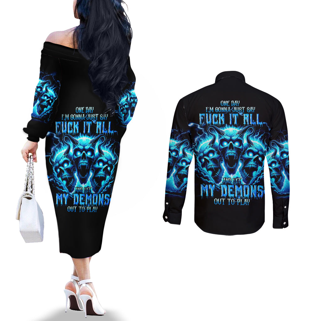 demon-skull-couples-matching-off-the-shoulder-long-sleeve-dress-and-long-sleeve-button-shirt-one-day-i-gonna-say-fuck-it-all