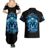 Demon Skull Couples Matching Summer Maxi Dress and Hawaiian Shirt One Day I Gonna Say Fuck It All - Wonder Print Shop