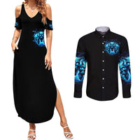 Demon Skull Couples Matching Summer Maxi Dress and Long Sleeve Button Shirt One Day I Gonna Say Fuck It All - Wonder Print Shop
