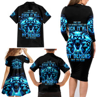 Demon Skull Family Matching Long Sleeve Bodycon Dress and Hawaiian Shirt One Day I Gonna Say Fuck It All - Wonder Print Shop