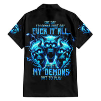 Demon Skull Family Matching Long Sleeve Bodycon Dress and Hawaiian Shirt One Day I Gonna Say Fuck It All - Wonder Print Shop