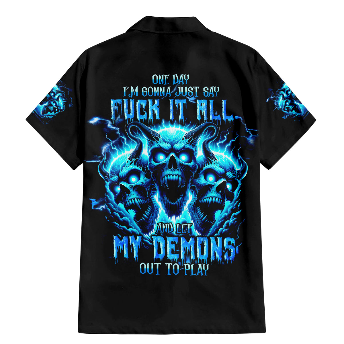 Demon Skull Family Matching Mermaid Dress and Hawaiian Shirt One Day I Gonna Say Fuck It All - Wonder Print Shop