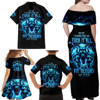 Demon Skull Family Matching Off Shoulder Maxi Dress and Hawaiian Shirt One Day I Gonna Say Fuck It All - Wonder Print Shop