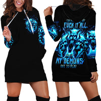 Demon Skull Hoodie Dress One Day I Gonna Say Fuck It All - Wonder Print Shop