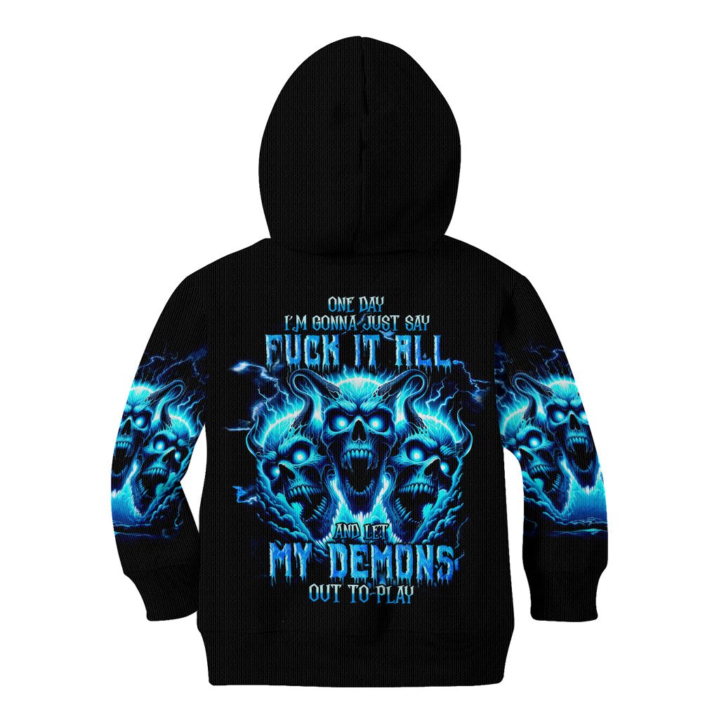 Demon Skull Kid Hoodie One Day I Gonna Say Fuck It All - Wonder Print Shop