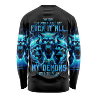 Demon Skull Long Sleeve Shirt One Day I Gonna Say Fuck It All - Wonder Print Shop