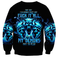 Demon Skull Sweatshirt One Day I Gonna Say Fuck It All - Wonder Print Shop