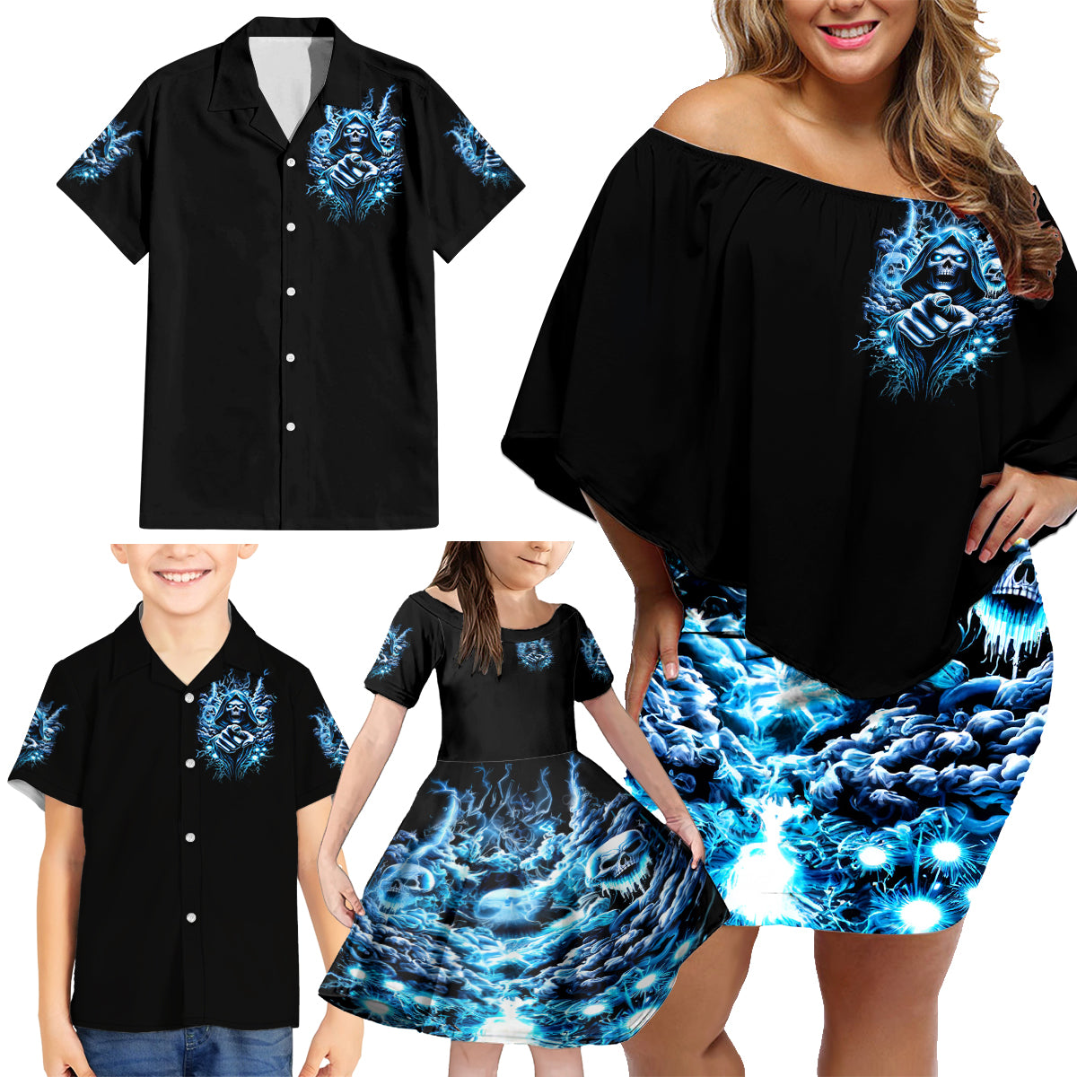 Thunder Skull Family Matching Off Shoulder Short Dress and Hawaiian Shirt You My Friend Should Have Been Swallowed - Wonder Print Shop