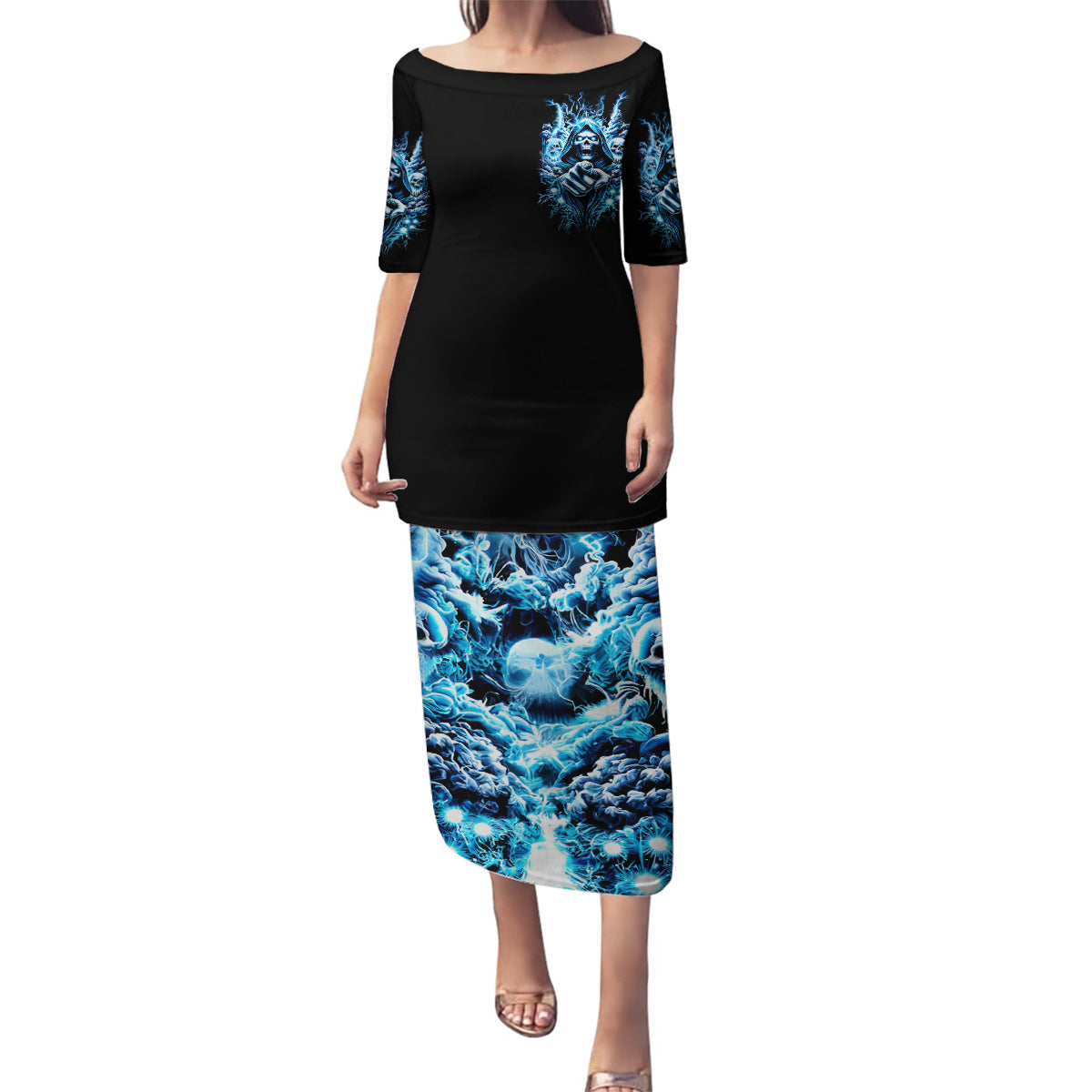 Thunder Skull Family Matching Puletasi Dress and Hawaiian Shirt You My Friend Should Have Been Swallowed - Wonder Print Shop