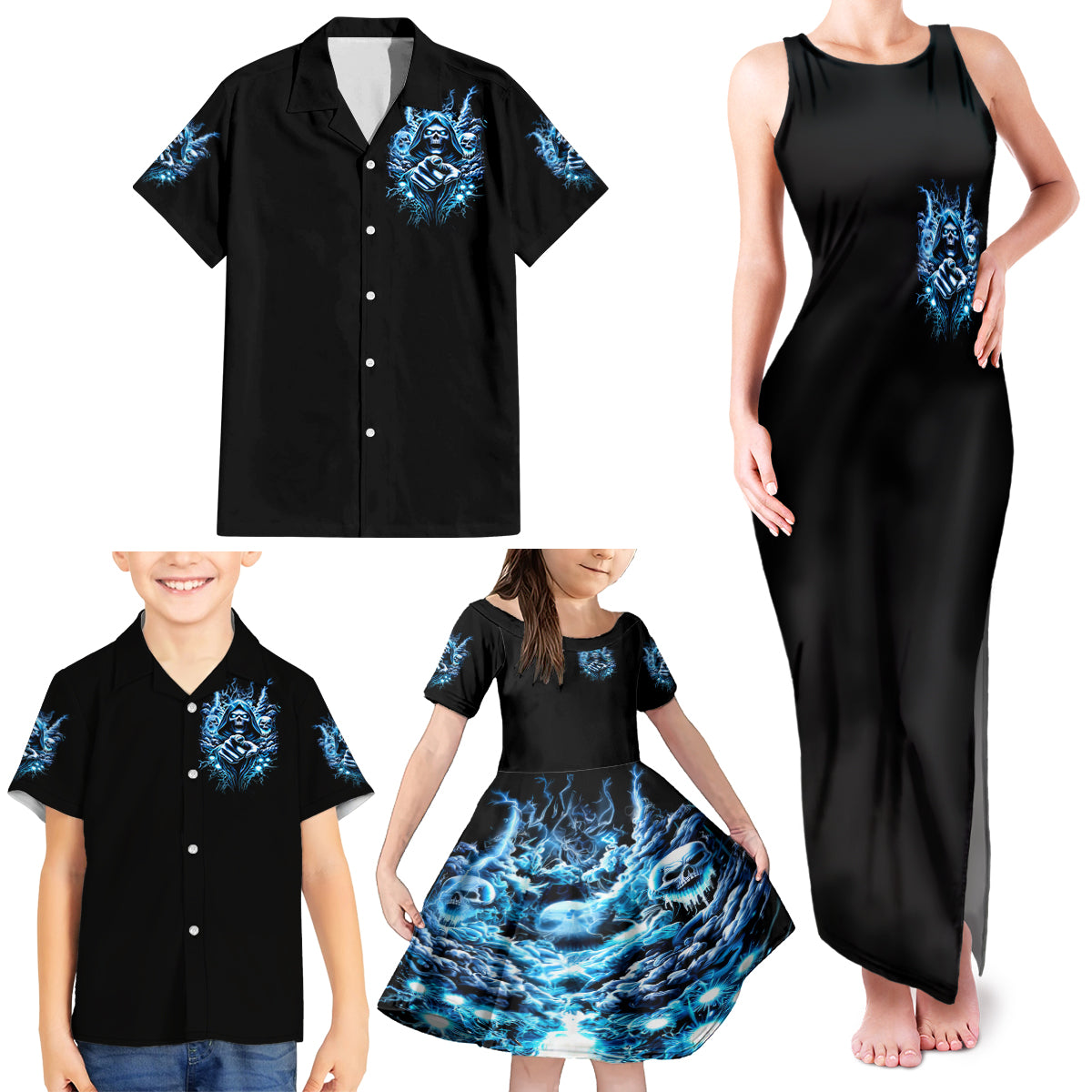 Thunder Skull Family Matching Tank Maxi Dress and Hawaiian Shirt You My Friend Should Have Been Swallowed - Wonder Print Shop
