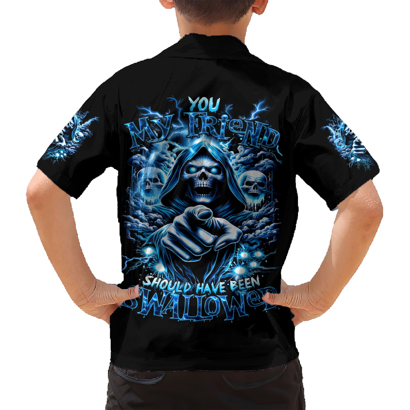 Thunder Skull Kid Hawaiian Shirt You My Friend Should Have Been Swallowed - Wonder Print Shop