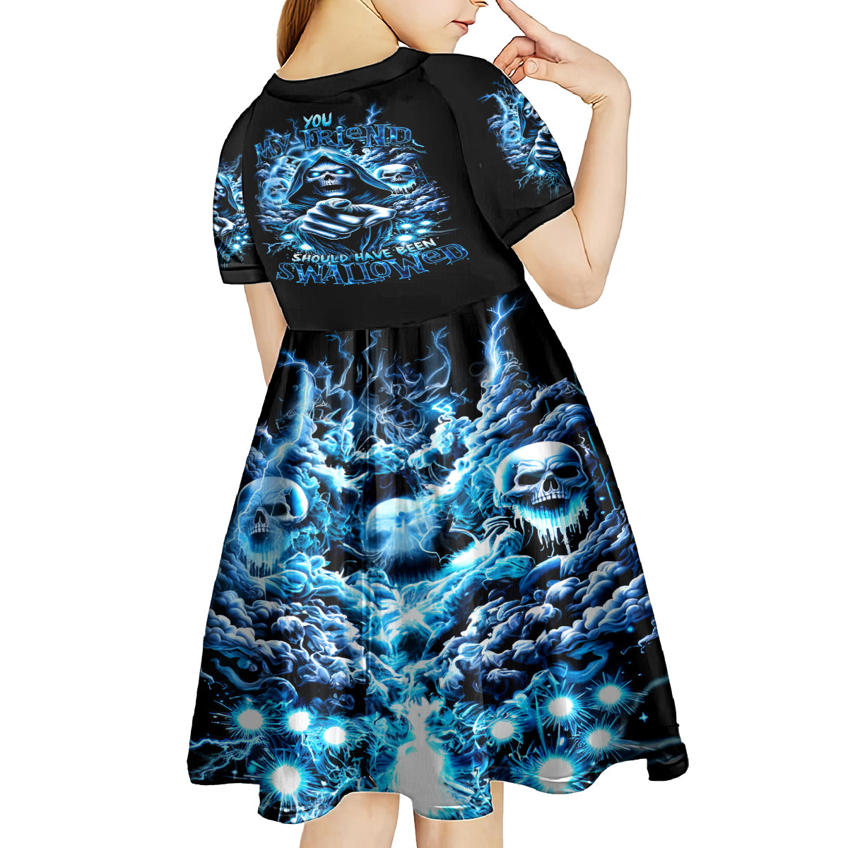 Thunder Skull Kid Short Sleeve Dress You My Friend Should Have Been Swallowed - Wonder Print Shop
