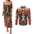 Day of Dead Lady Couples Matching Puletasi Dress and Long Sleeve Button Shirt Sugar Skull Field Rose Lady - Wonder Print Shop