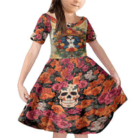 Day of Dead Lady Family Matching Mermaid Dress and Hawaiian Shirt Sugar Skull Field Rose Lady - Wonder Print Shop