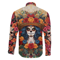Day of Dead Lady Family Matching Tank Maxi Dress and Hawaiian Shirt Sugar Skull Field Rose Lady - Wonder Print Shop