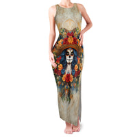 Day of Dead Lady Family Matching Tank Maxi Dress and Hawaiian Shirt Sugar Skull Field Rose Lady - Wonder Print Shop