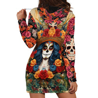 Day of Dead Lady Hoodie Dress Sugar Skull Field Rose Lady - Wonder Print Shop