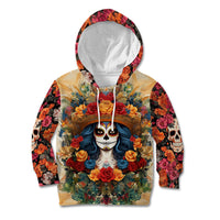 Day of Dead Lady Kid Hoodie Sugar Skull Field Rose Lady - Wonder Print Shop
