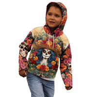 Day of Dead Lady Kid Hoodie Sugar Skull Field Rose Lady - Wonder Print Shop