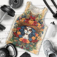Day of Dead Lady Men Tank Top Sugar Skull Field Rose Lady - Wonder Print Shop