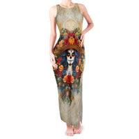 Day of Dead Lady Tank Maxi Dress Sugar Skull Field Rose Lady - Wonder Print Shop
