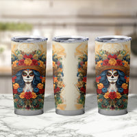 Day of Dead Lady Tumbler Cup Sugar Skull Field Rose Lady - Wonder Print Shop