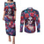 Day of Dead Lady Couples Matching Puletasi Dress and Long Sleeve Button Shirt Sugar Skull Field Rose Lady - Wonder Print Shop