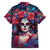 Day of Dead Lady Family Matching Off Shoulder Long Sleeve Dress and Hawaiian Shirt Sugar Skull Field Rose Lady - Wonder Print Shop