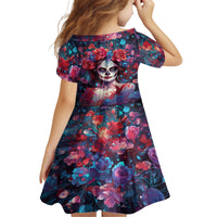 Day of Dead Lady Family Matching Off Shoulder Short Dress and Hawaiian Shirt Sugar Skull Field Rose Lady - Wonder Print Shop