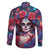 Day of Dead Lady Family Matching Off Shoulder Short Dress and Hawaiian Shirt Sugar Skull Field Rose Lady - Wonder Print Shop
