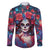 Day of Dead Lady Family Matching Short Sleeve Bodycon Dress and Hawaiian Shirt Sugar Skull Field Rose Lady - Wonder Print Shop