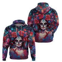 Day of Dead Lady Hoodie Sugar Skull Field Rose Lady - Wonder Print Shop