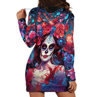 Day of Dead Lady Hoodie Dress Sugar Skull Field Rose Lady - Wonder Print Shop