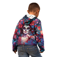 Day of Dead Lady Kid Hoodie Sugar Skull Field Rose Lady - Wonder Print Shop