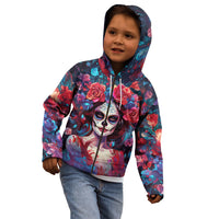 Day of Dead Lady Kid Hoodie Sugar Skull Field Rose Lady - Wonder Print Shop