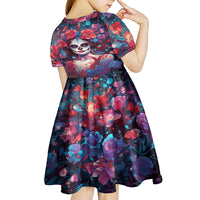Day of Dead Lady Kid Short Sleeve Dress Sugar Skull Field Rose Lady - Wonder Print Shop
