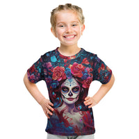 Day of Dead Lady Kid T Shirt Sugar Skull Field Rose Lady - Wonder Print Shop