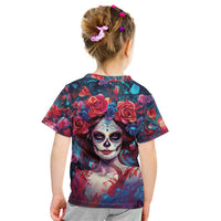 Day of Dead Lady Kid T Shirt Sugar Skull Field Rose Lady - Wonder Print Shop