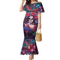 Day of Dead Lady Mermaid Dress Sugar Skull Field Rose Lady - Wonder Print Shop