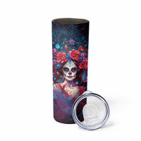 Day of Dead Lady Skinny Tumbler Sugar Skull Field Rose Lady - Wonder Print Shop