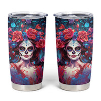 Day of Dead Lady Tumbler Cup Sugar Skull Field Rose Lady - Wonder Print Shop