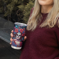 Day of Dead Lady Tumbler Cup Sugar Skull Field Rose Lady - Wonder Print Shop