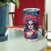Day of Dead Lady Tumbler Cup Sugar Skull Field Rose Lady - Wonder Print Shop