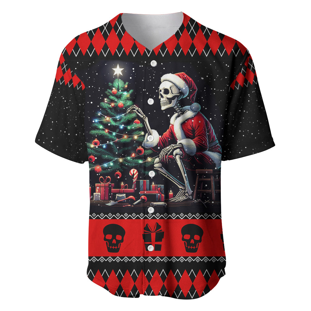 Christmas Skull Baseball Jersey Santa Skull Prepairing For Christmas - Wonder Print Shop