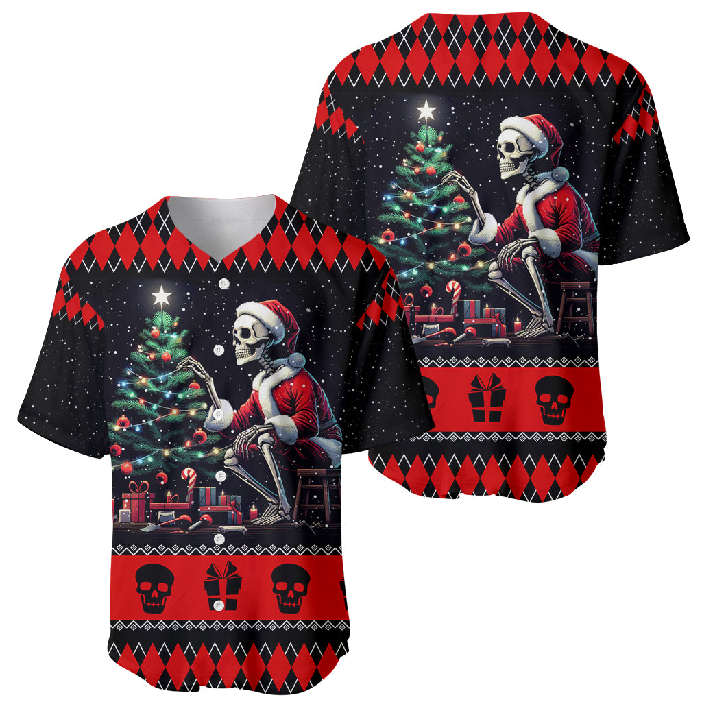 Christmas Skull Baseball Jersey Santa Skull Prepairing For Christmas - Wonder Print Shop